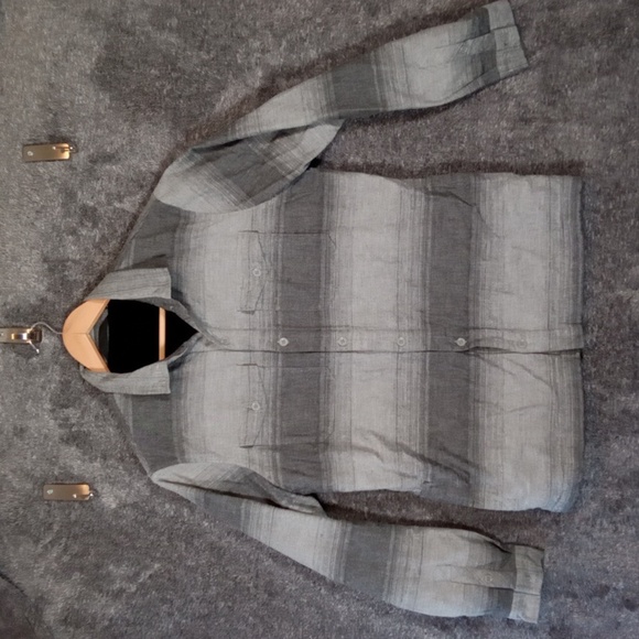 Travis Mathew Cotton Blend Fleece Lined Button Grey Black Mens Large - Picture 2 of 9